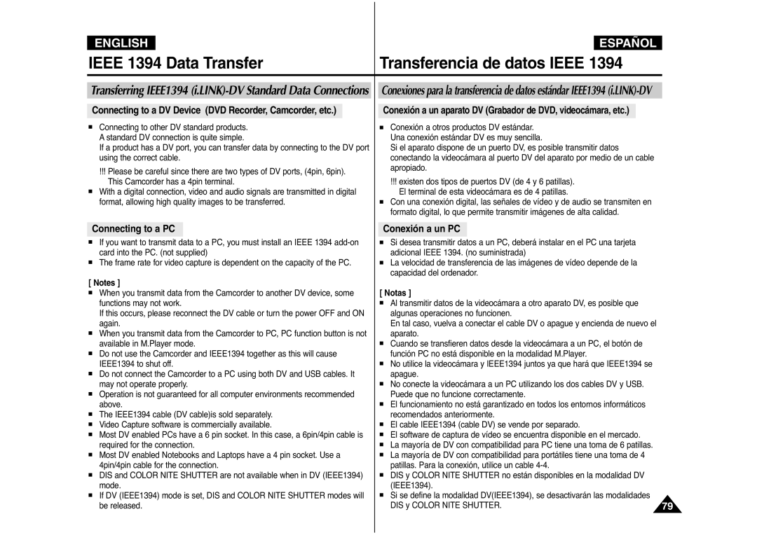 Samsung AD68-00839J manual Connecting to a PC, Conexión a un PC 