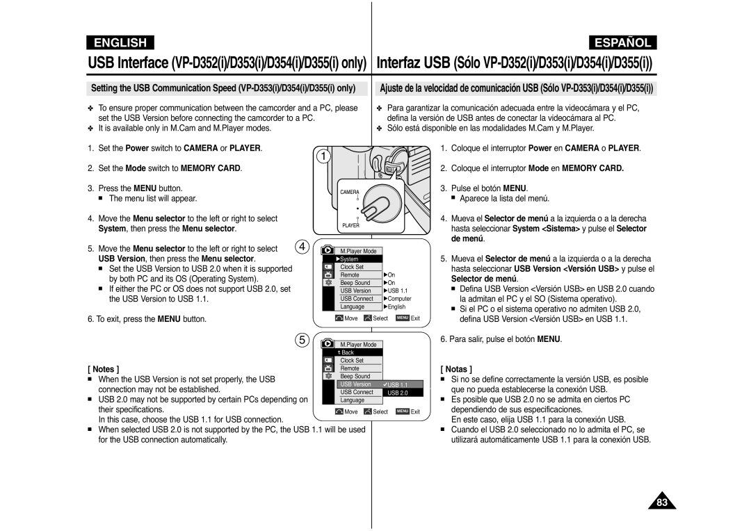 Samsung AD68-00839J manual USB Version, then press the Menu selector, La admitan el PC y el SO Sistema operativo 