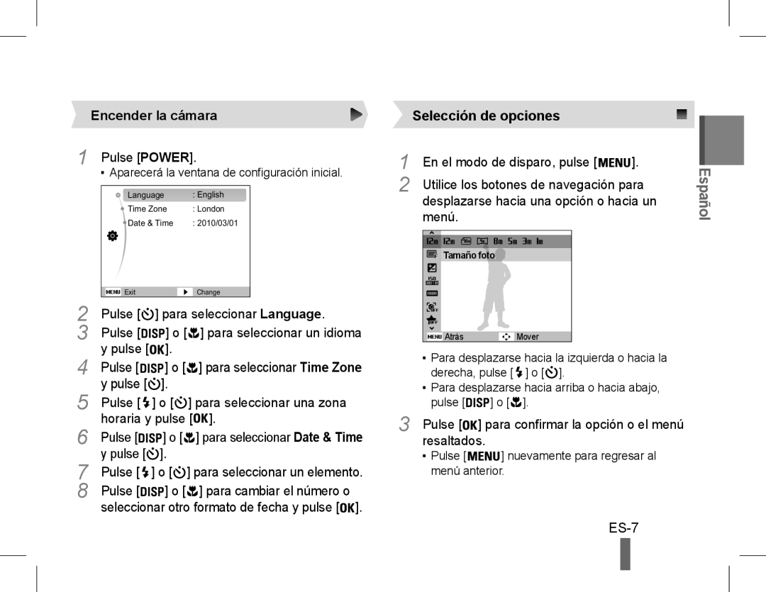 Samsung AD68-04852A quick start manual Encender la cámara 