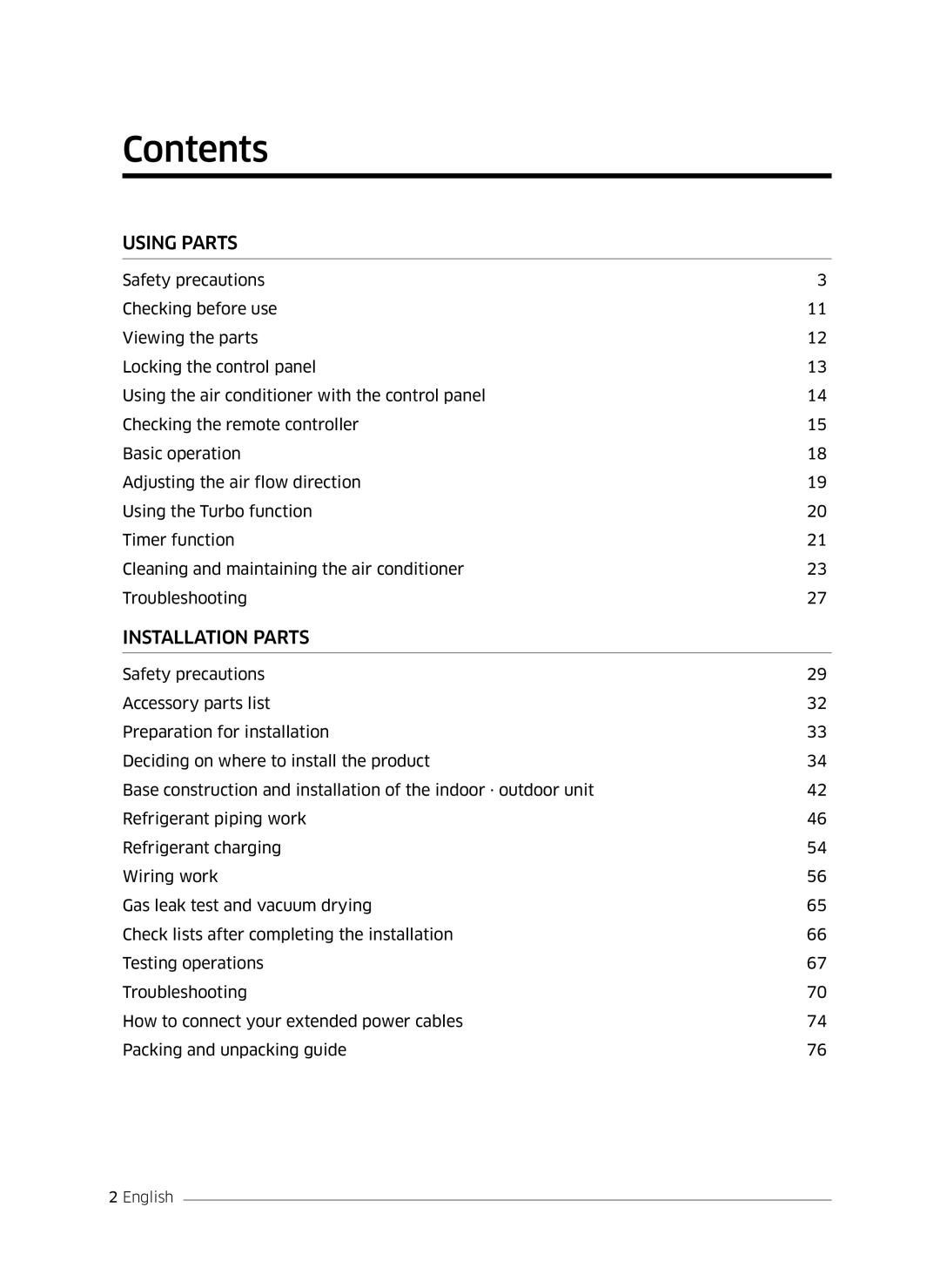 Samsung AF0AKV3SAEENSG manual Contents 