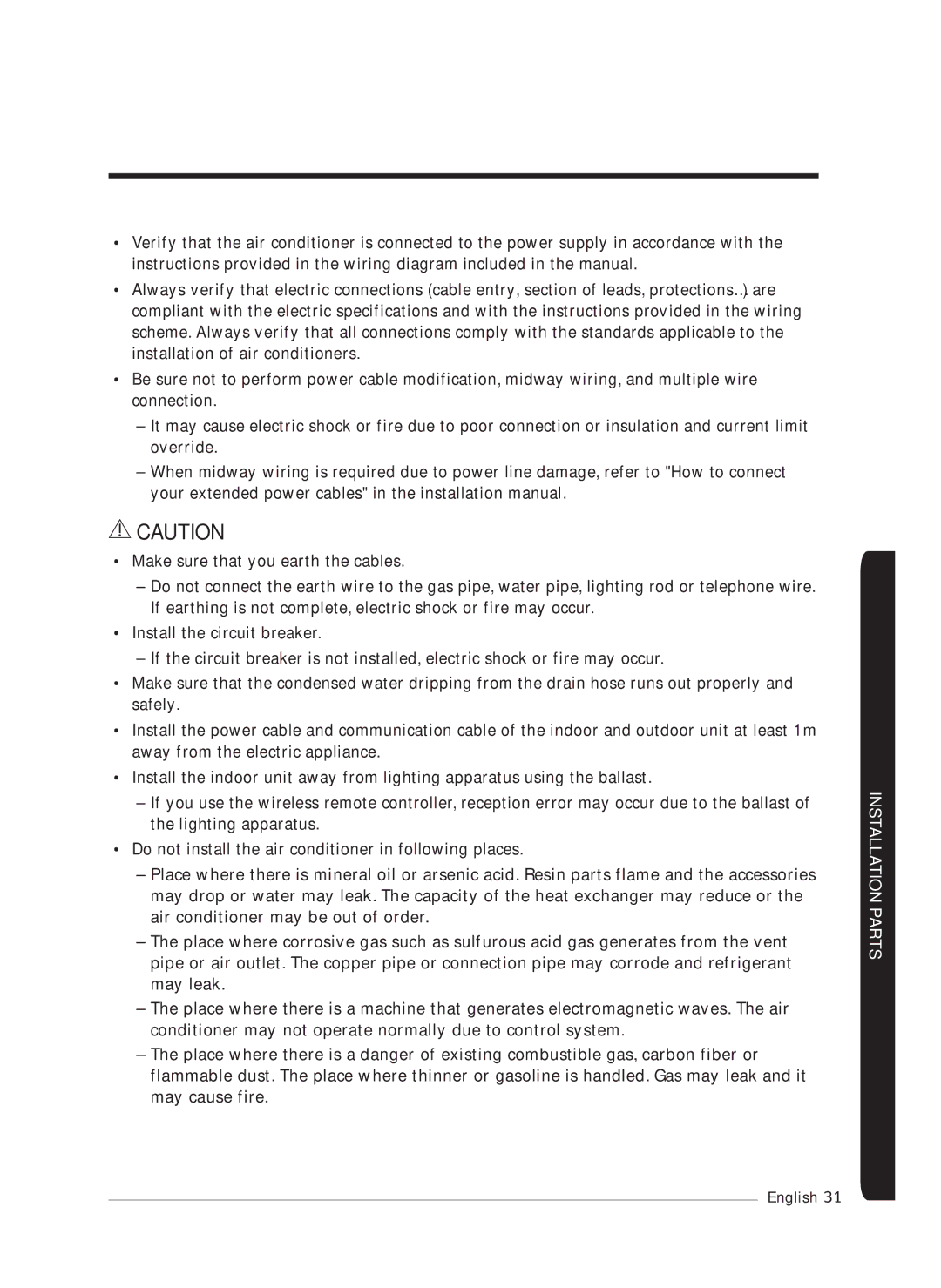 Samsung AF0AKV3SAEENSG manual Installation Parts 