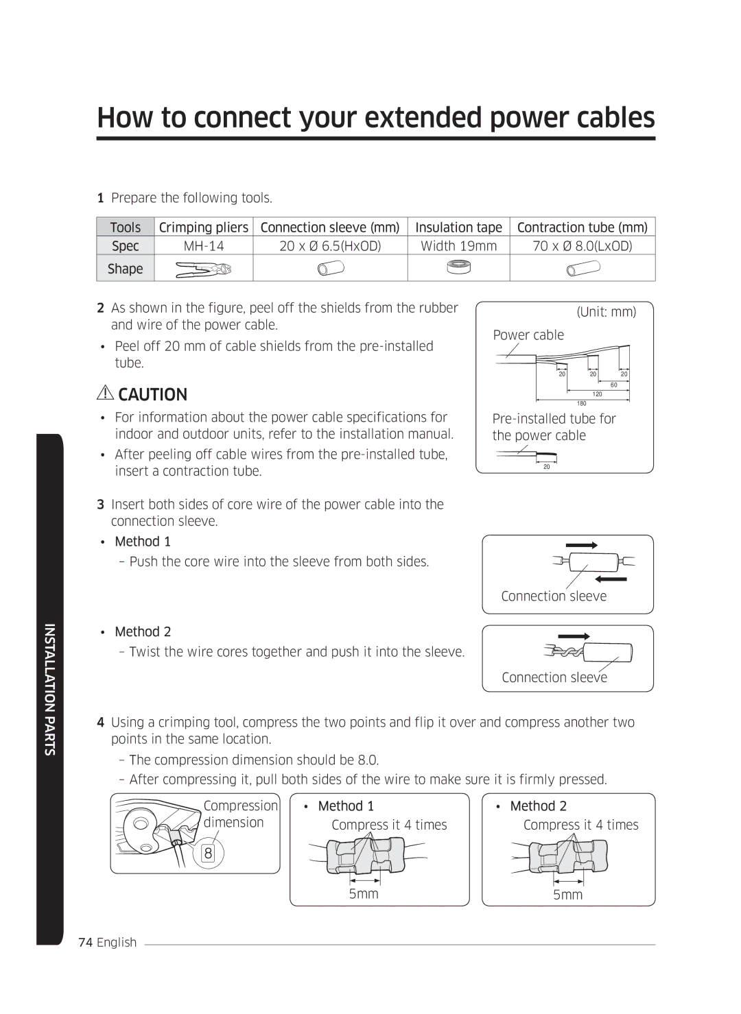 Samsung AF0AKV3SAEENSG manual How to connect your extended power cables 