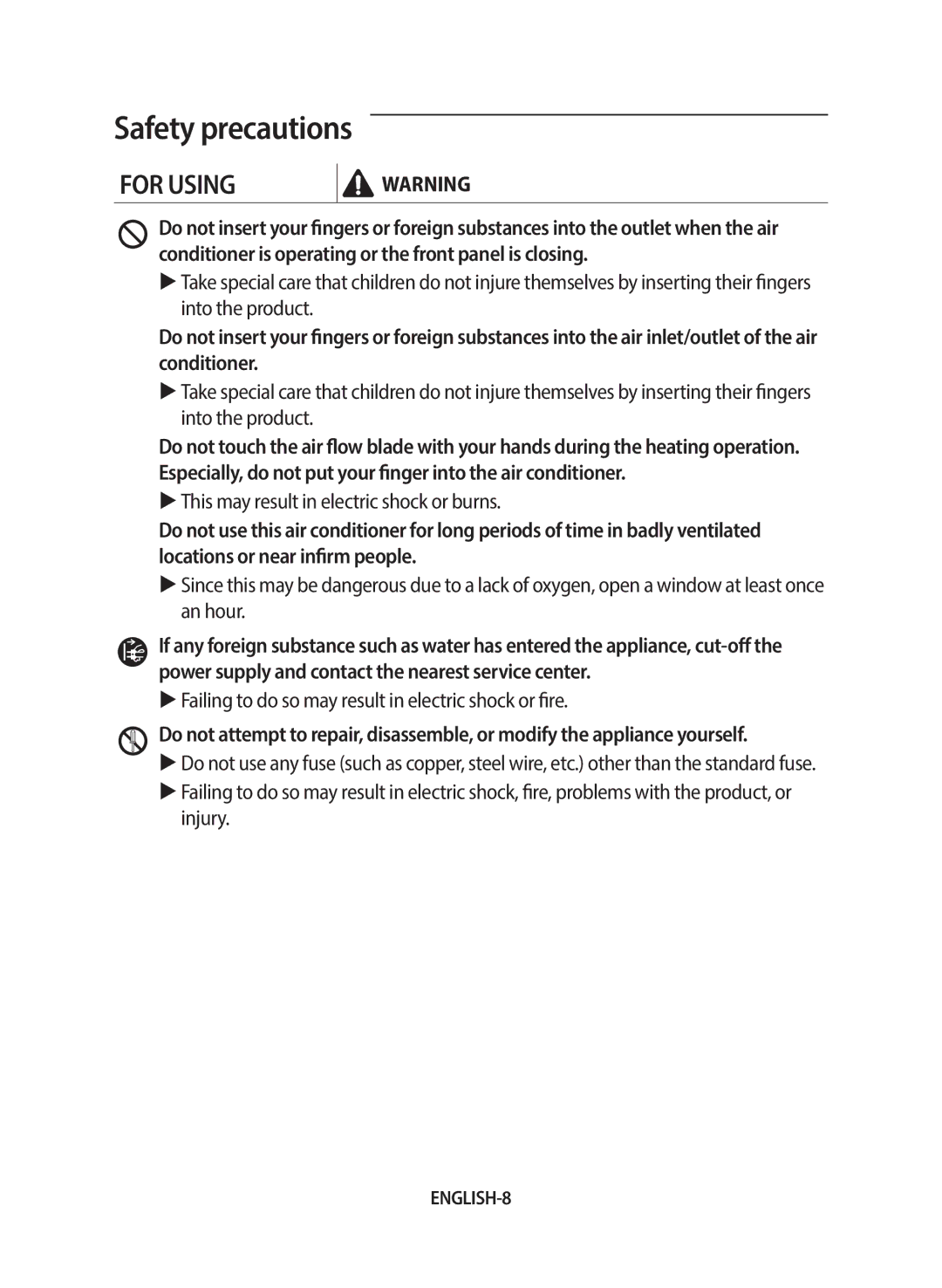 Samsung AF24FSSDAWKNEU manual ENGLISH-8 