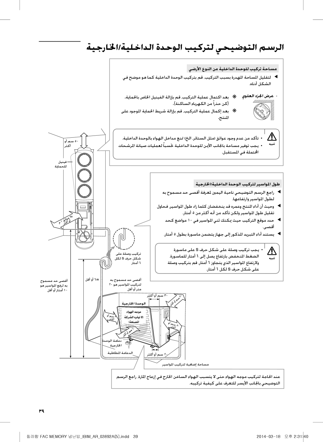 Samsung AF28FSSDAWKNBT manual ةيجرالخا/ةيلخادلا ةدحولا بيكرتل يحيضوتلا مسرلا, يضرلأا عونلا نم ةيلخادلا ةدحولل بيكرت ةحاسم 