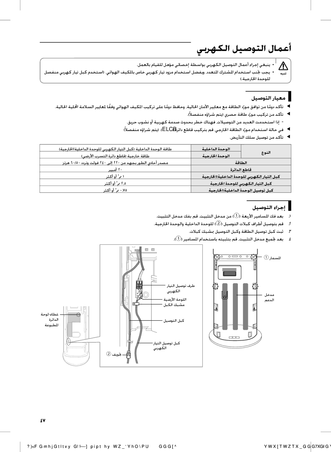 Samsung AF28FSZDAWKNMG يبرهكلا ليصوتلا لامعأ, ليصوتلا رايعم, ليصوتلا ءارجإ, ةيجرالخا ةدحولل, ضيرأتلا كلس ليصوت نم دكأتee 