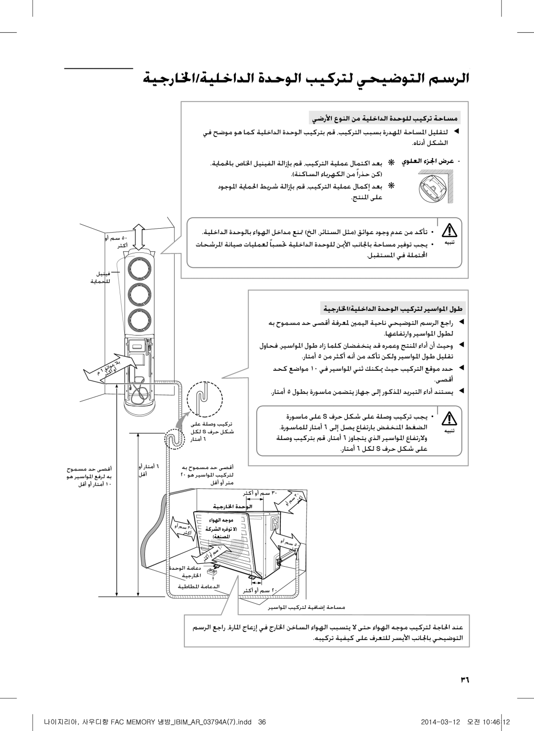 Samsung AF28FVSDADFNMG manual ةيجرالخا/ةيلخادلا ةدحولا بيكرتل يحيضوتلا مسرلا, يضرلأا عونلا نم ةيلخادلا ةدحولل بيكرت ةحاسم 