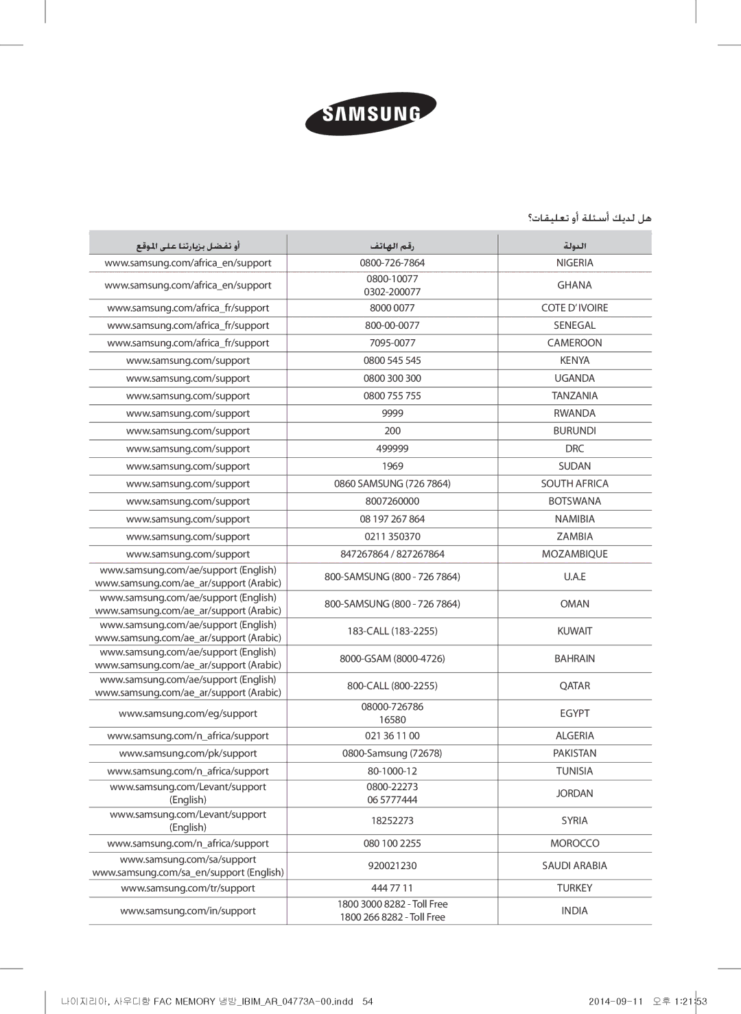 Samsung AF28HVSDADFNMG manual ؟تاقيلعت وأ ةلئسأ كيدل له, فتاهلا مقر ةلودلا 