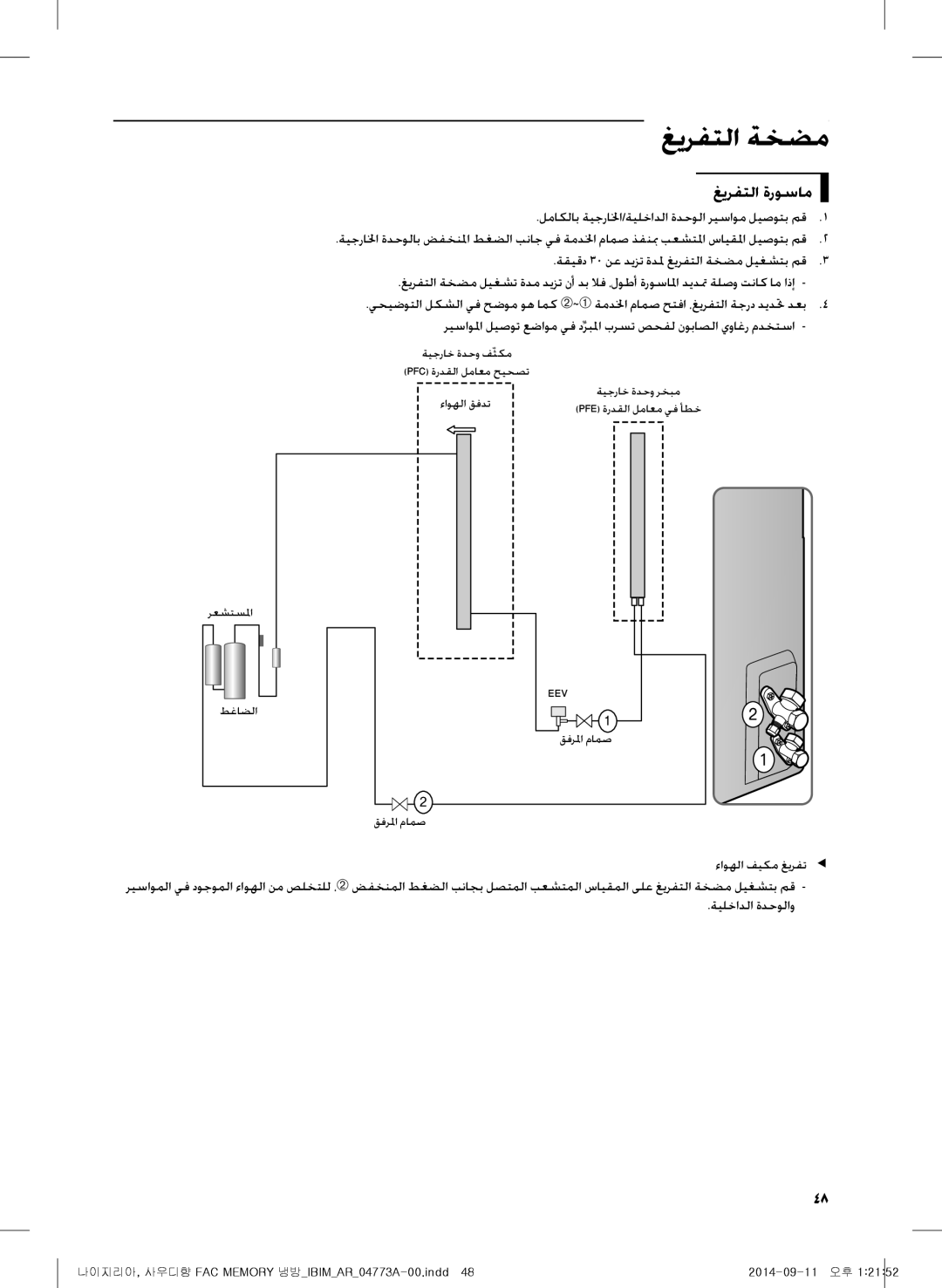 Samsung AF28HVSDADFNMG manual غيرفتلا ةخضم, غيرفتلا ةروسام, لماكلاب ةيجرالخا/ةيلخادلا ةدحولا ريساوم ليصوتب مق1 