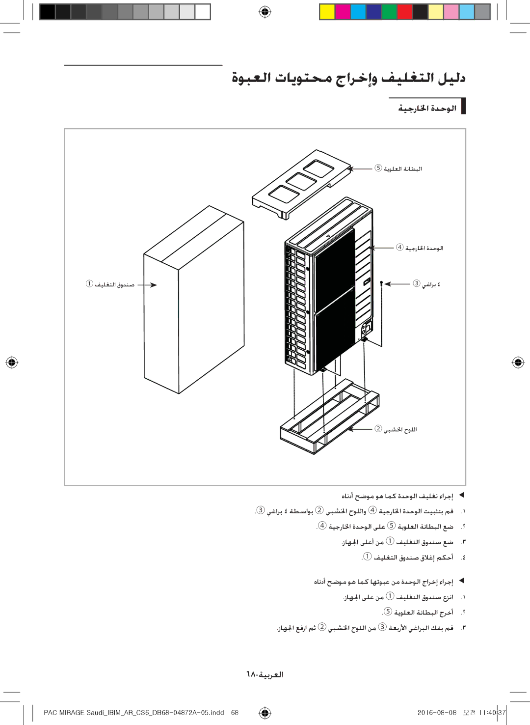 Samsung AF55JV3MAEENMG, AF55JV1MAAPNMG, AF55MV1MAEENMG, AF55JS1MAEENMG 68-ةيبرعلا, هاندأ حضوم وه امك ةدحولا فيلغت ءارجإee 