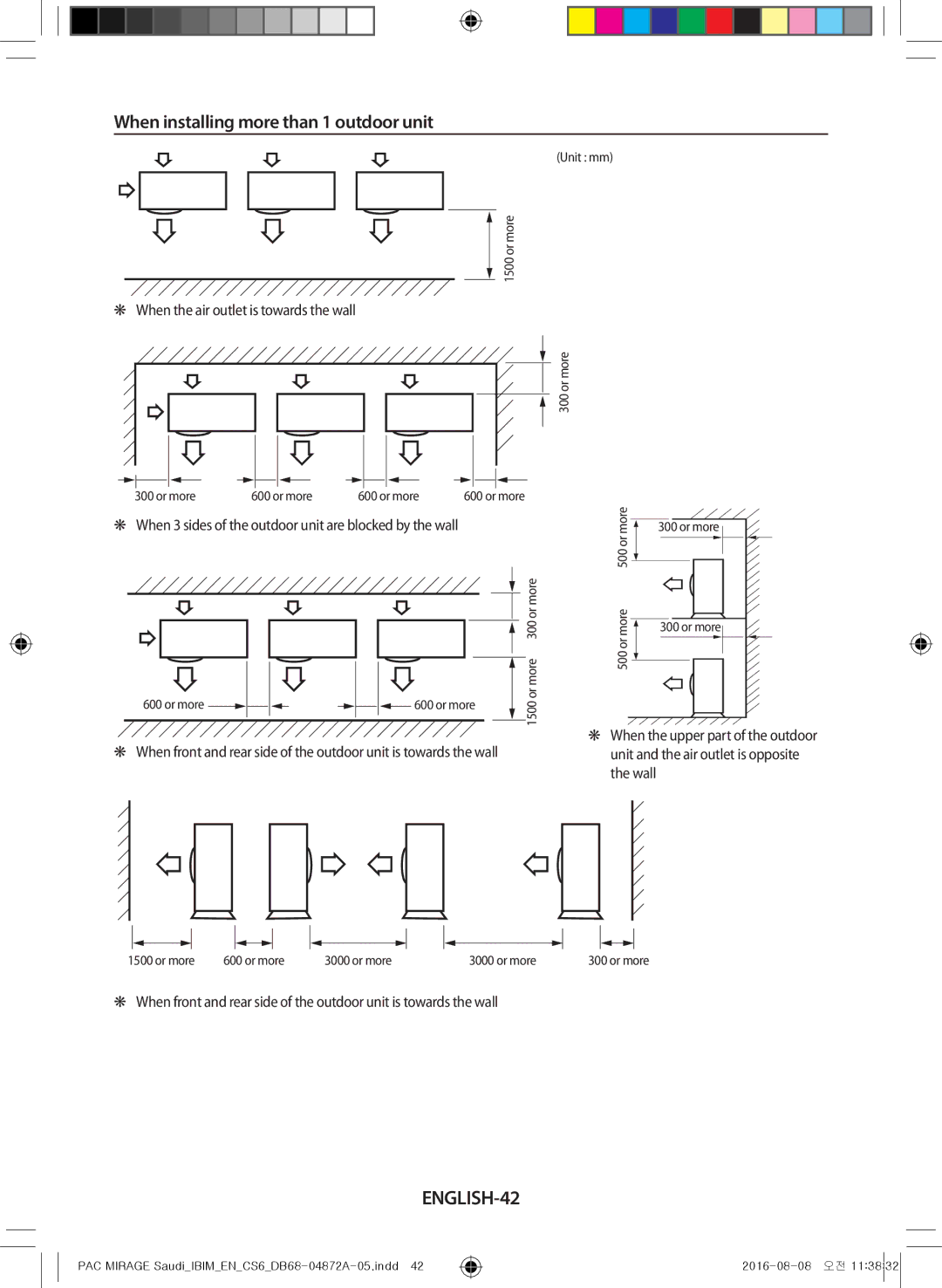 Samsung AF55JS1MAEENMG, AF55JV1MAAPNMG, AF55MV1MAEENMG, AF55JS3MAAPNMG When installing more than 1 outdoor unit, ENGLISH-42 