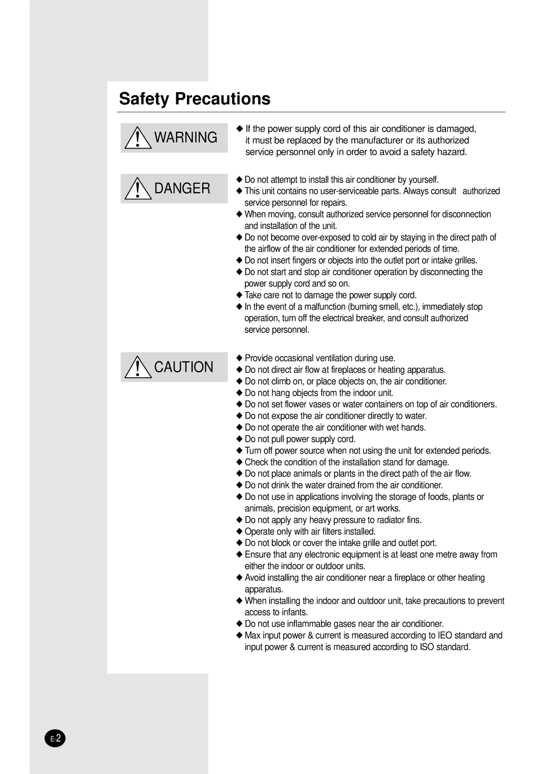 Samsung AFPCC052CA0 manuel dutilisation Safety Precautions 