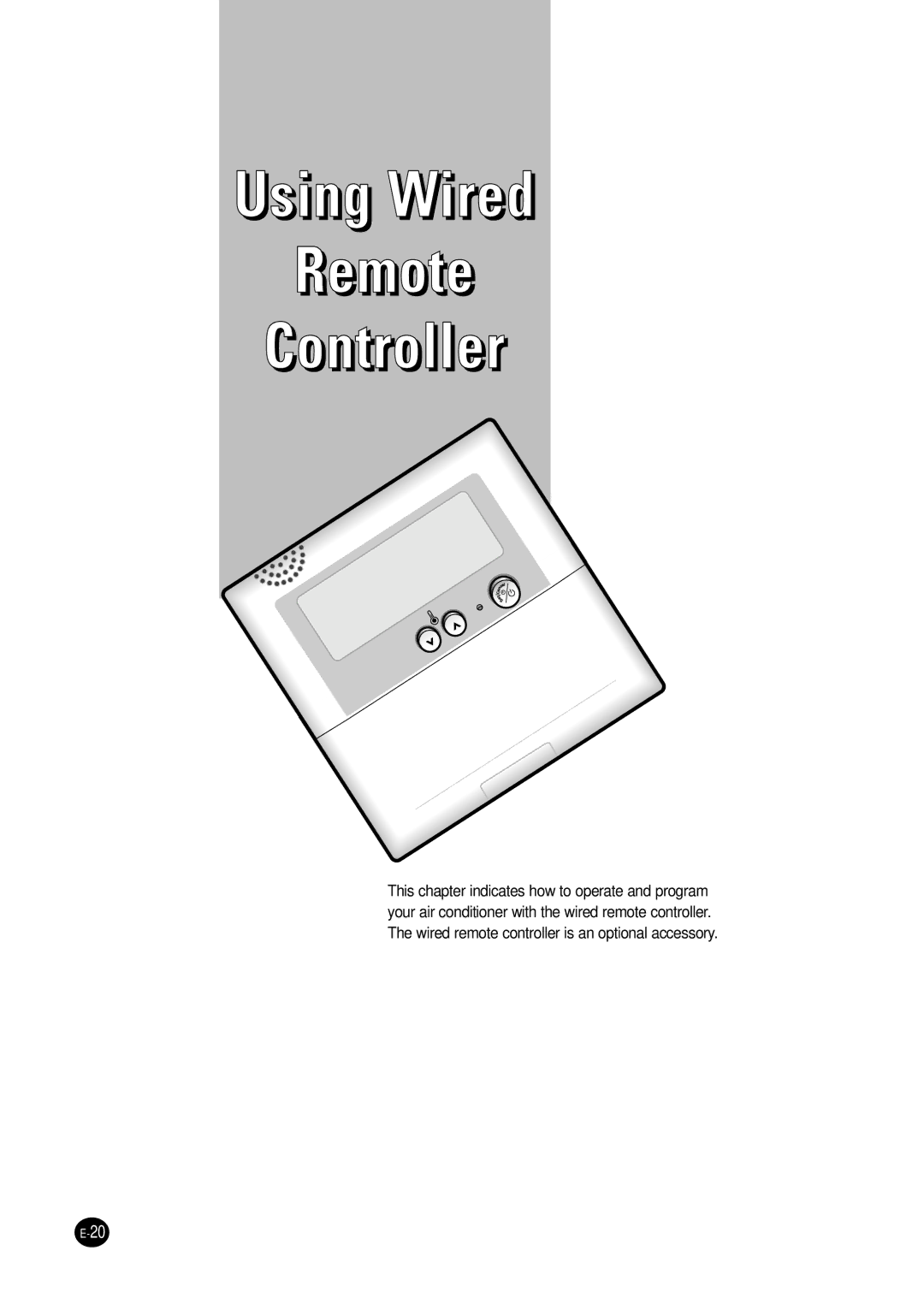 Samsung AFPCC052CA0 manuel dutilisation Using Wired Remote Controller 