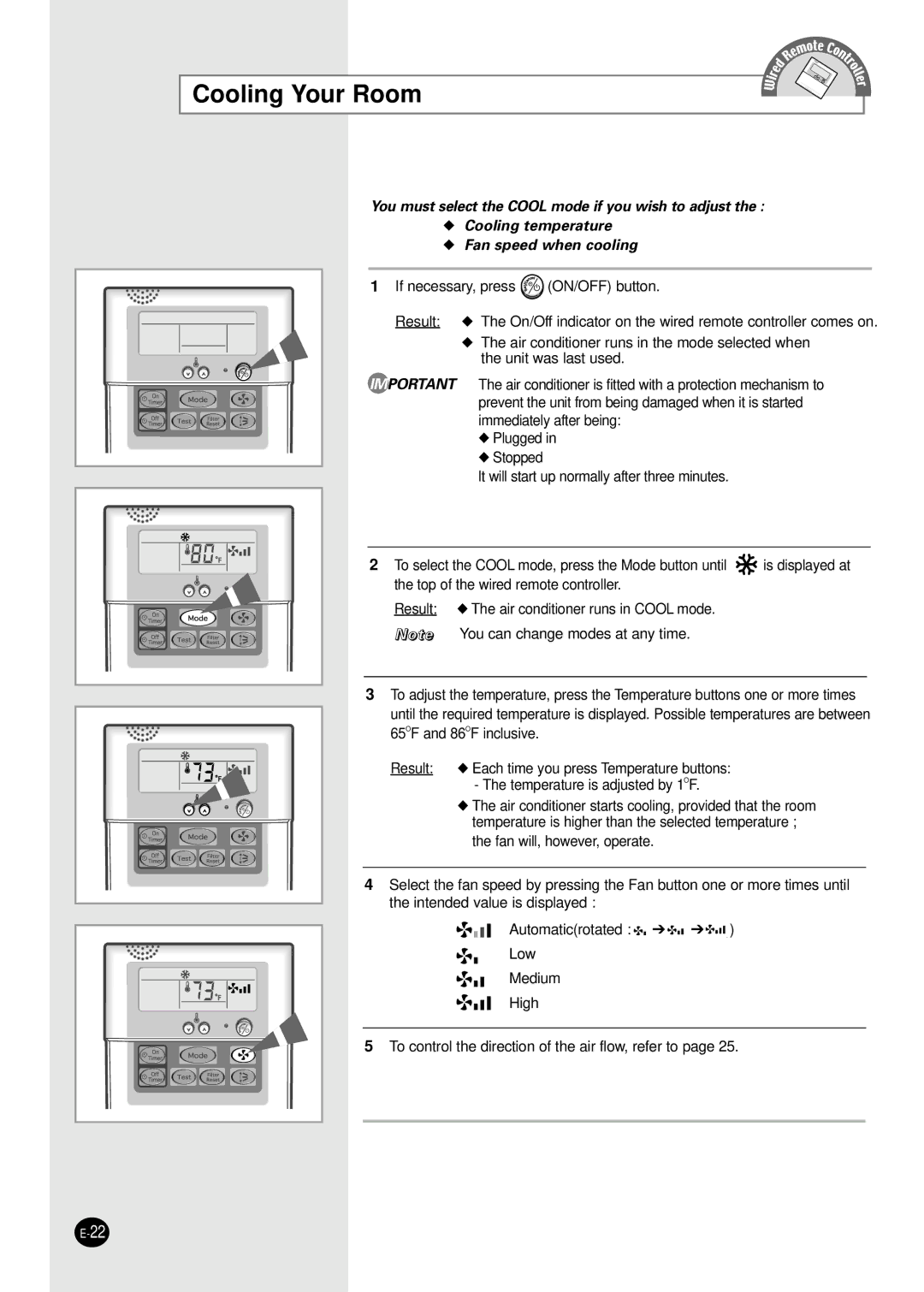 Samsung AFPCC052CA0 manuel dutilisation 65OF and 86OF inclusive 