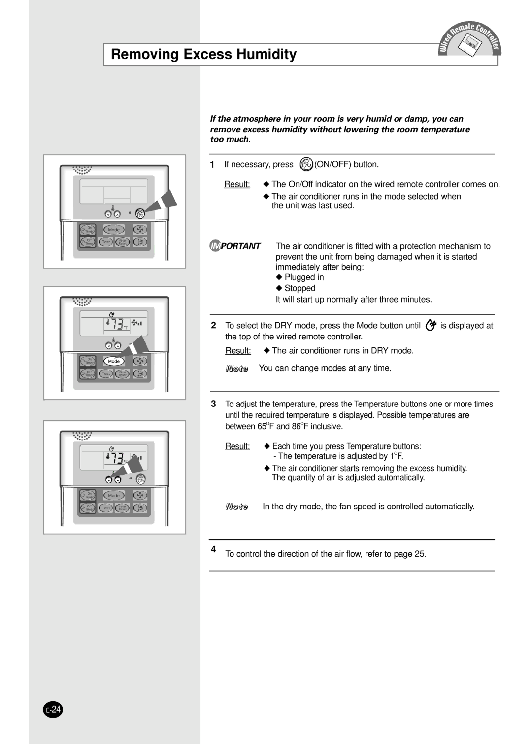 Samsung AFPCC052CA0 manuel dutilisation Removing Excess Humidity 