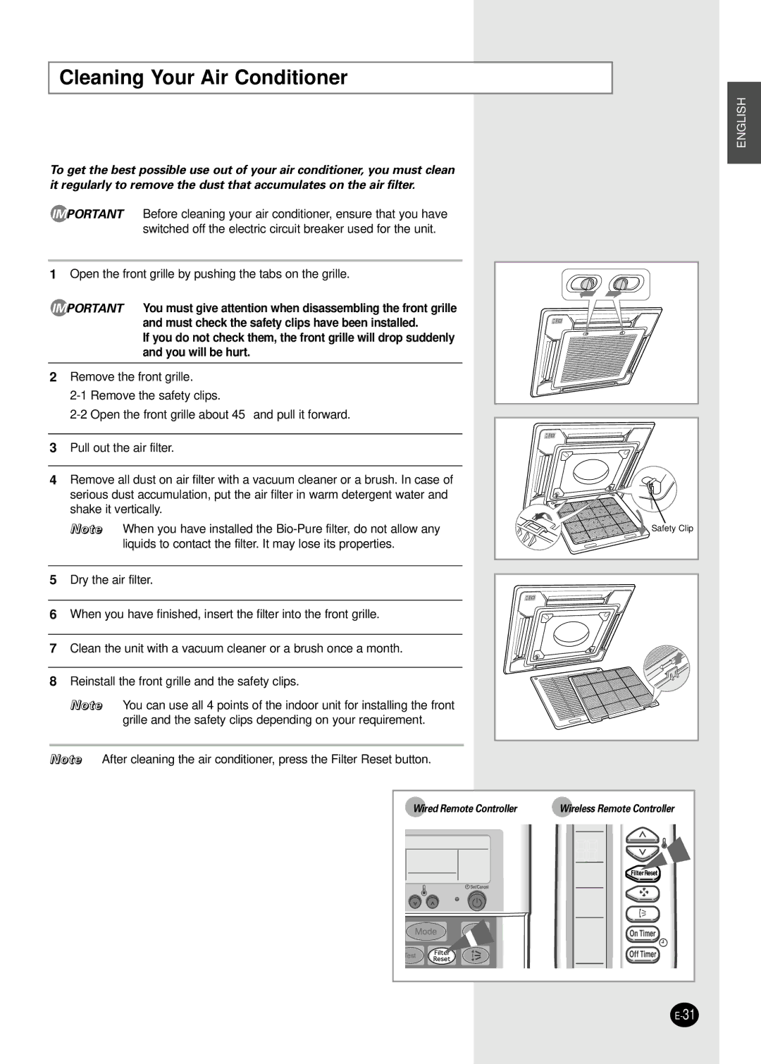 Samsung AFPCC052CA0 manuel dutilisation Cleaning Your Air Conditioner 