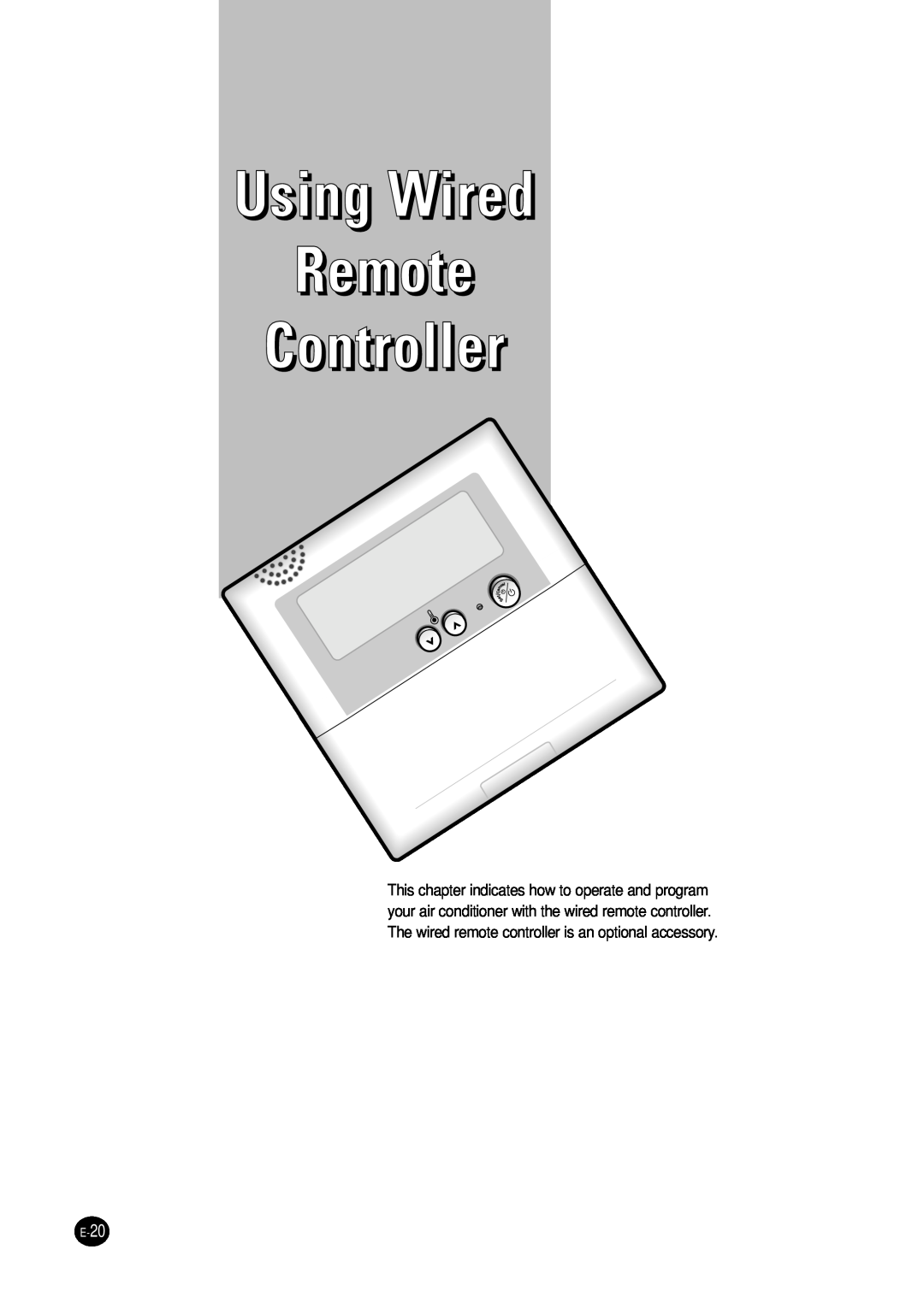 Samsung AFPCC052CA0 manuel dutilisation Using Wired Remote Controller, E-20 