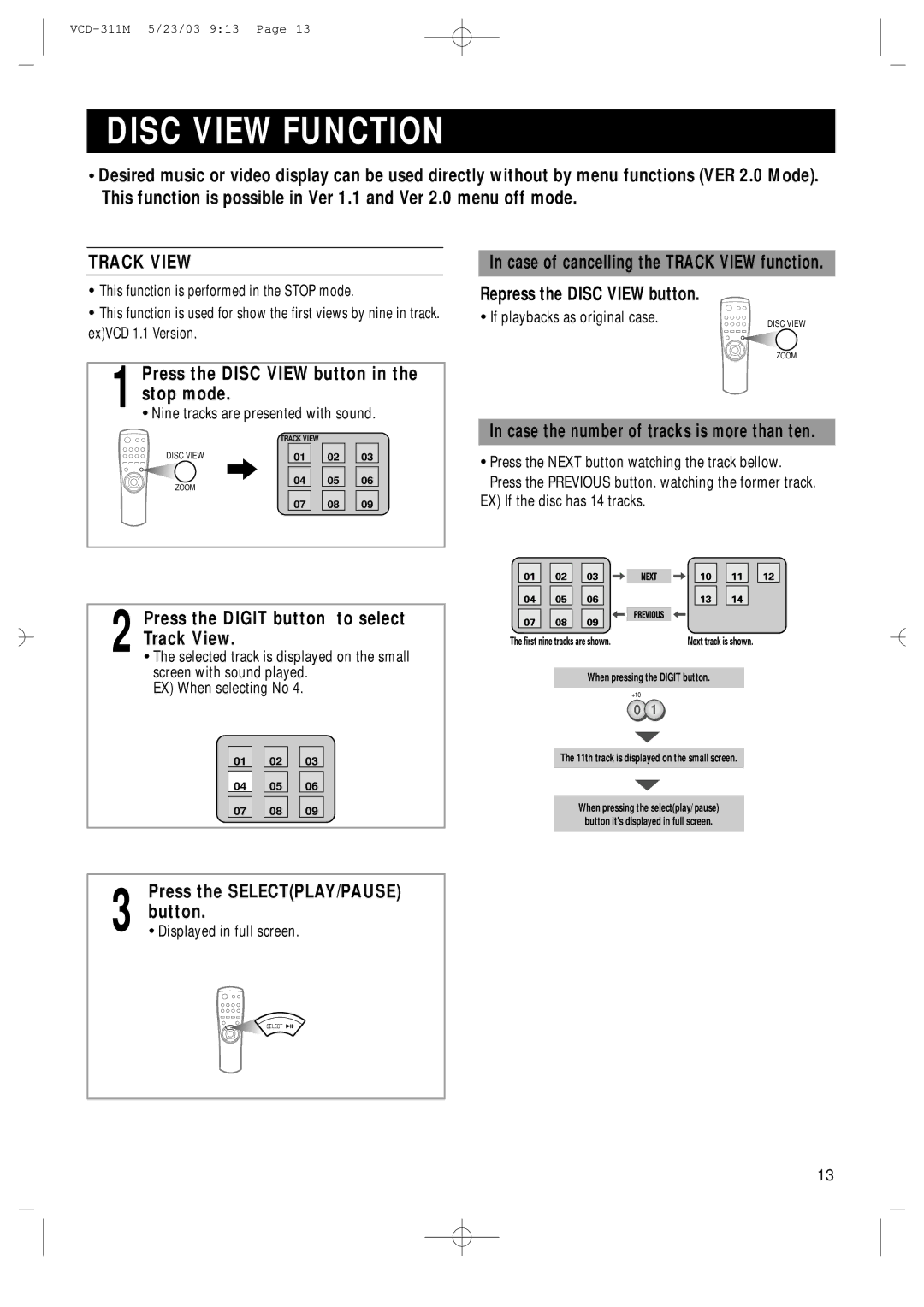 Samsung AH68-00934B manual Disc View Function, Track View 