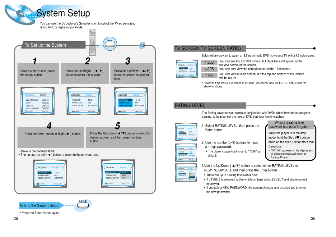 Samsung AH68-01008B instruction manual To Set up the System, 43LB, To End the System Setup 