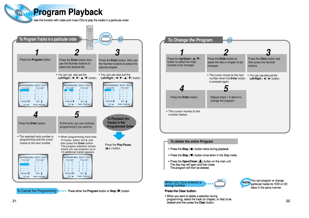 Samsung AH68-01008B instruction manual Program Playback, To Change the Program 