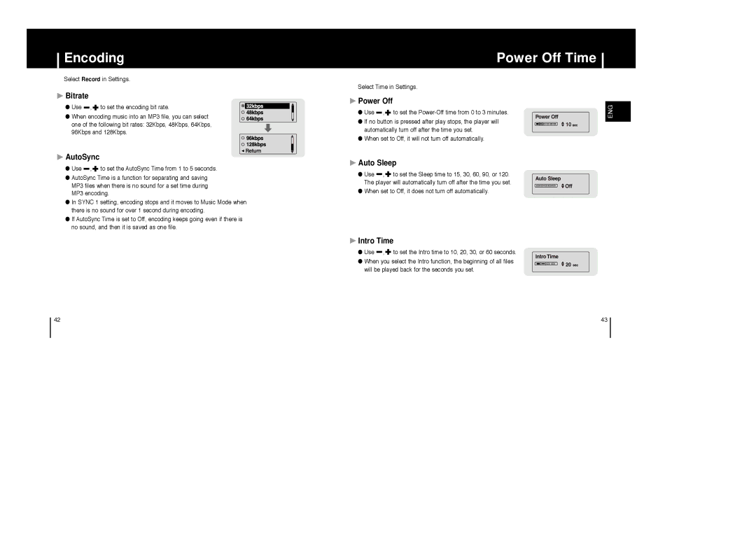 Samsung AH68-01633B manual Encoding, Power Off Time 