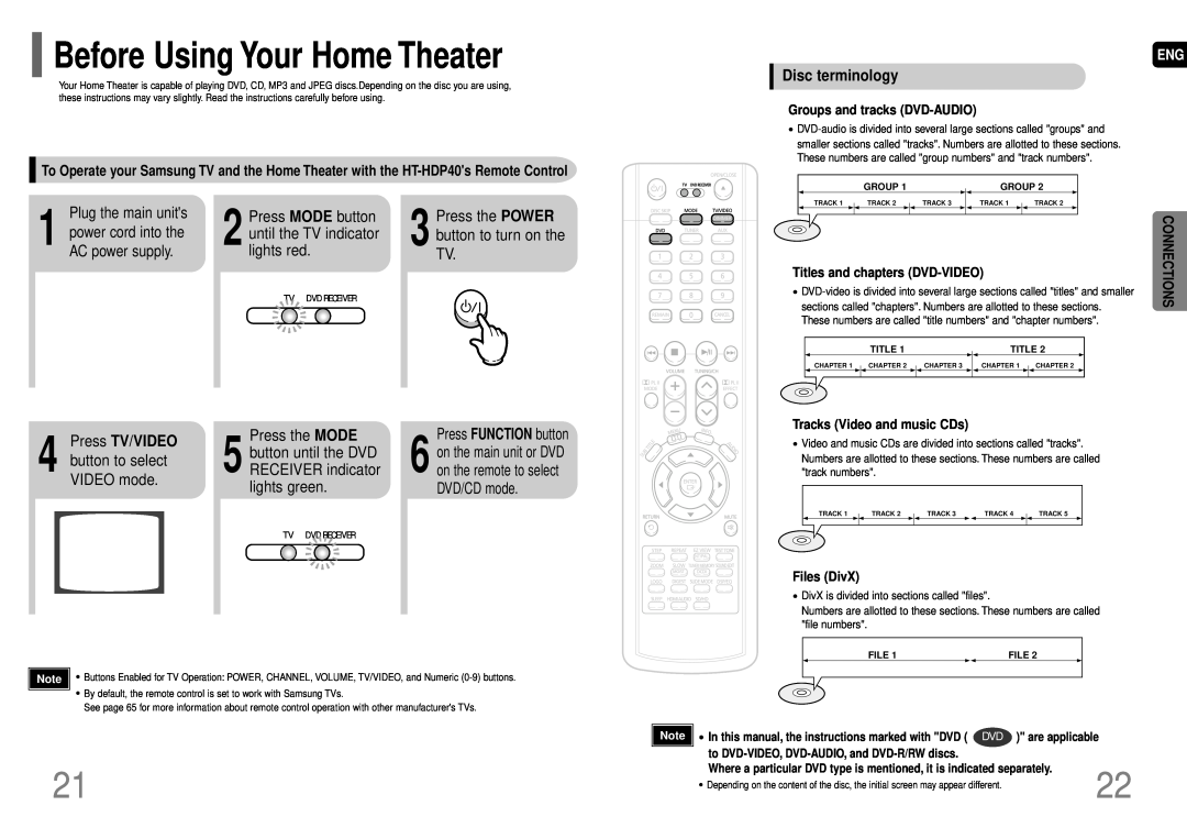 Samsung AH68-01663S instruction manual Before Using Your Home Theater, Disc terminology, Press the MODE 