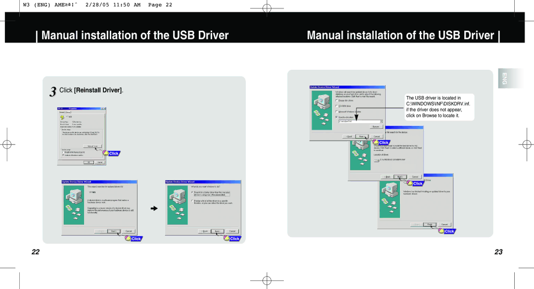 Samsung AH68-01669B manual Click Reinstall Driver 