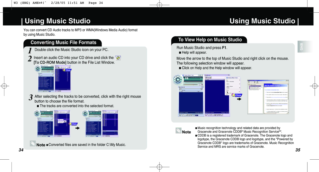 Samsung AH68-01669B manual Converting Music File Formats, To View Help on Music Studio, Run Music Studio and press F1 