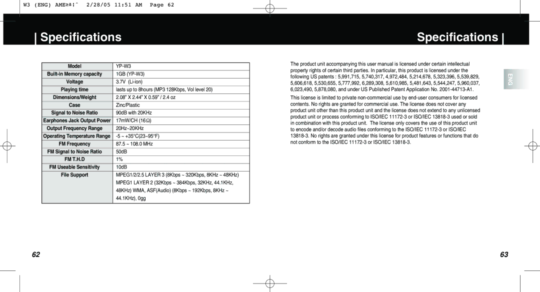 Samsung AH68-01669B manual Specifications, Model 