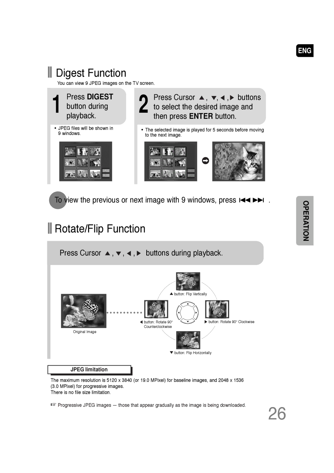 Samsung AH68-01701V manual Press Digest, To view the previous or next image with 9 windows, press 