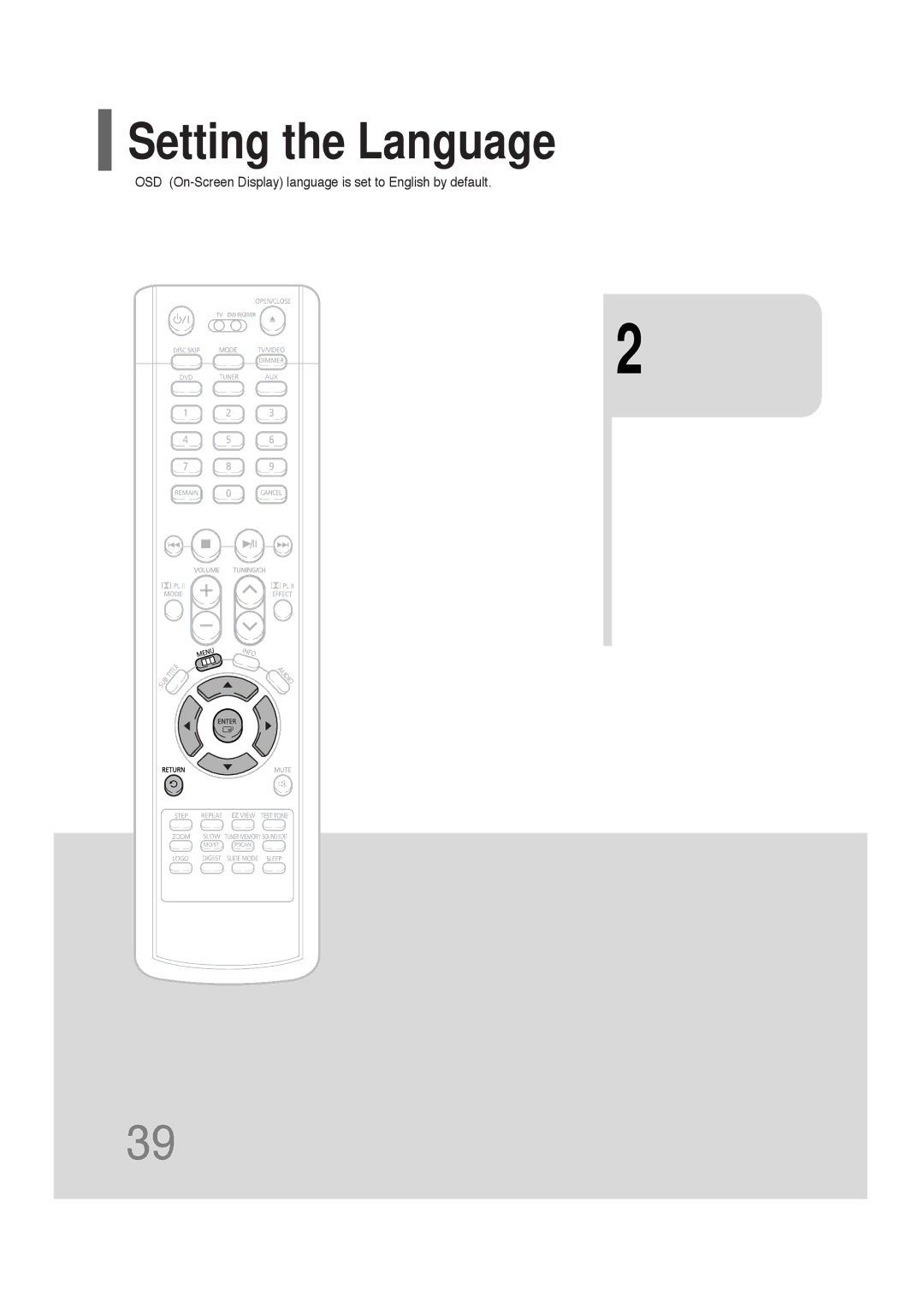 Samsung AH68-01701V manual Setting the Language, Stop mode Press Cursor 