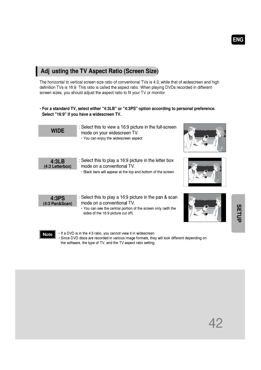 Samsung AH68-01701V manual Adjusting the TV Aspect Ratio Screen Size, Wide 