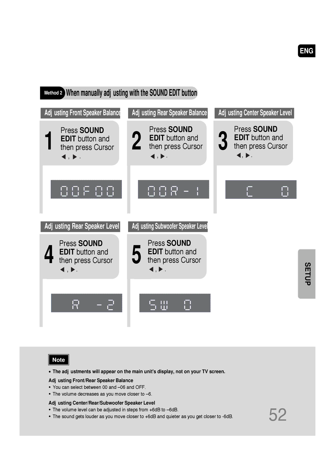 Samsung AH68-01701V Method 2 When manually adjusting with the Sound Edit button, Press Sound 