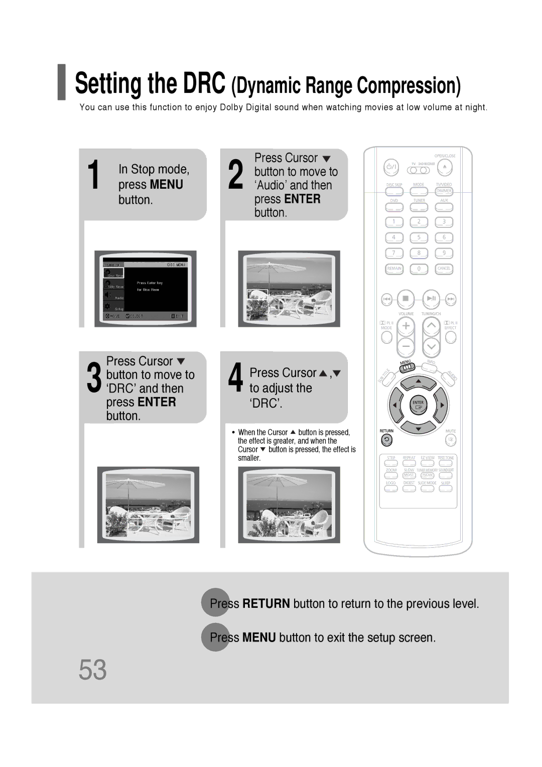 Samsung AH68-01701V manual Setting the DRC Dynamic Range Compression 