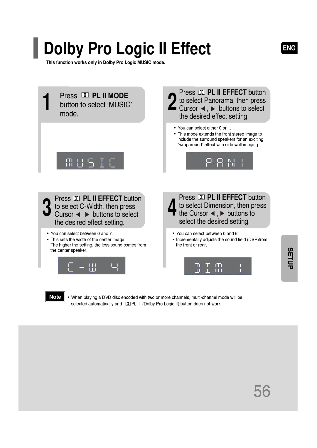 Samsung AH68-01701V manual Dolby Pro Logic II Effect, Press PL II Mode, Press PL II Effect button 