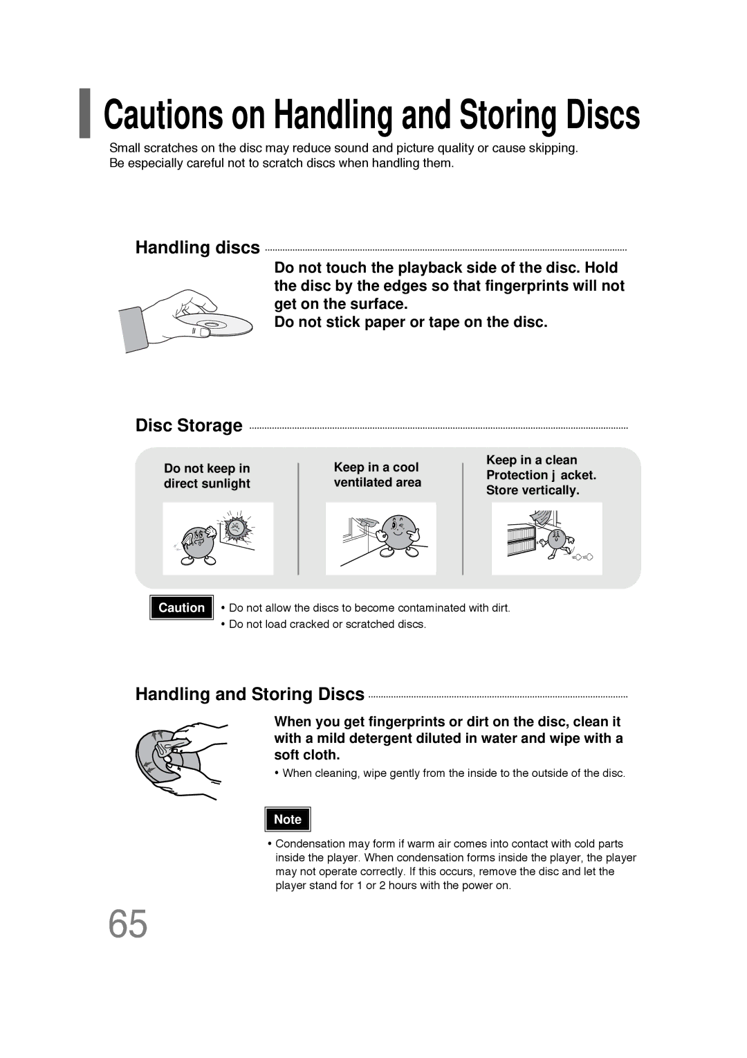 Samsung AH68-01701V manual Handling discs, Disc Storage, Handling and Storing Discs 