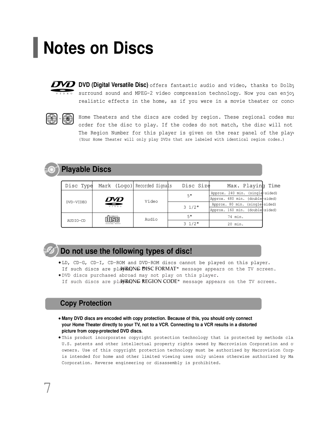 Samsung AH68-01701V manual Playable Discs, Copy Protection 