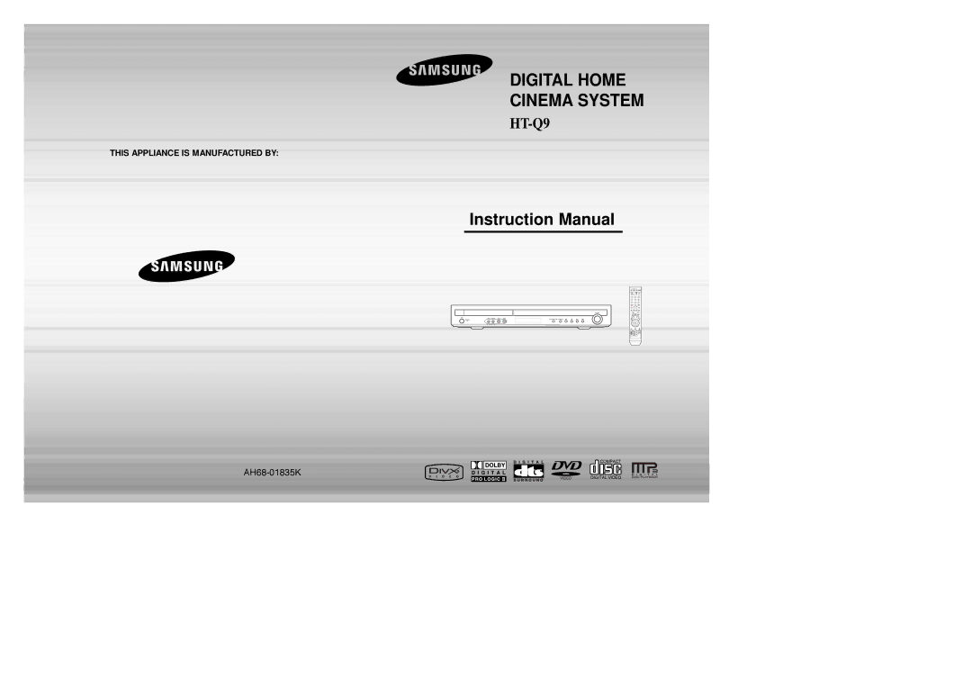 Samsung AH68-01835K instruction manual Digital Home Cinema System 