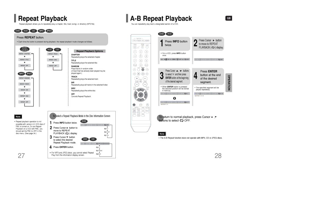 Samsung AH68-01835K instruction manual Repeat Playback 