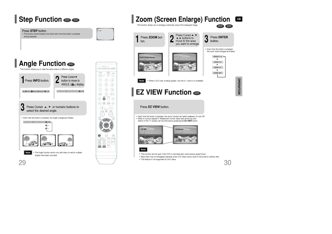 Samsung AH68-01835K Step Function DVD VCD, Angle Function DVD, EZ View Function DVD, Zoom Screen Enlarge Function 