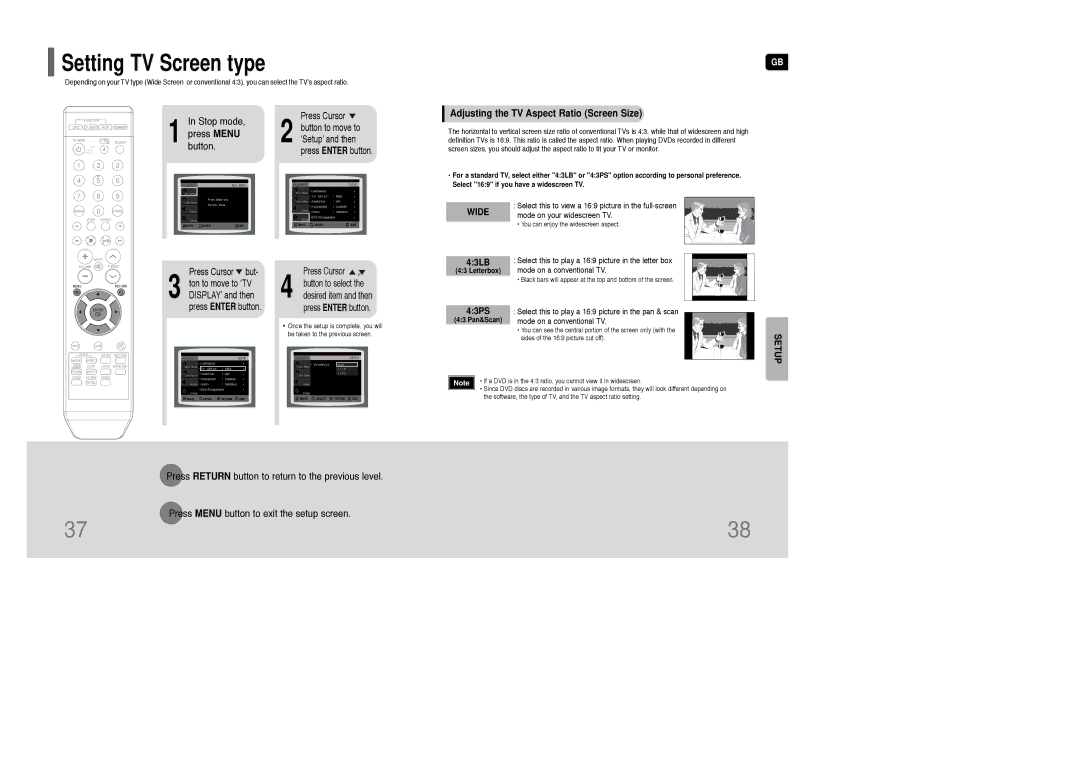 Samsung AH68-01835K instruction manual Setting TV Screen type, Adjusting the TV Aspect Ratio Screen Size, 43LB, 43PS 