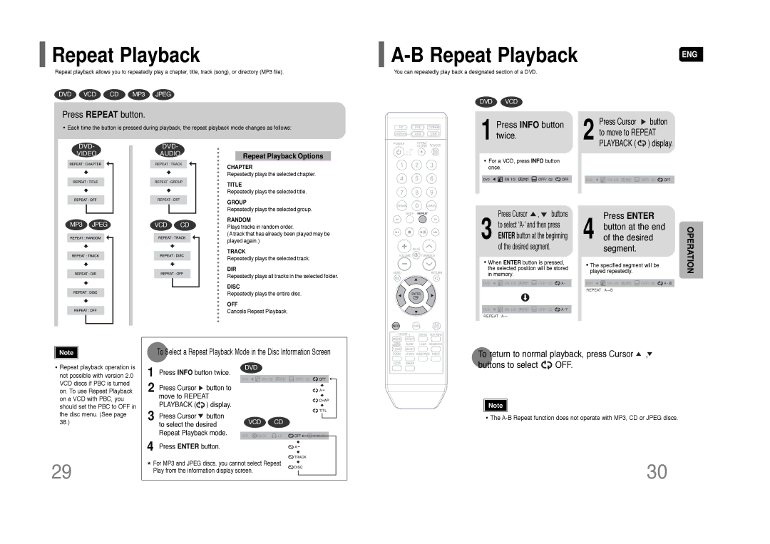 Samsung AH68-01844D instruction manual Repeat Playback 