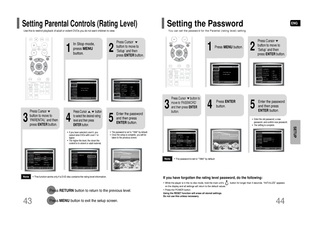 Samsung AH68-01844D Button, Enter the password and then press, Enter the password Then press Enter button 