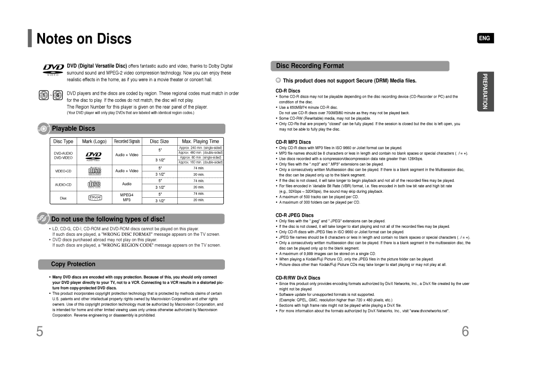 Samsung AH68-01844D instruction manual Copy Protection, This product does not support Secure DRM Media files 