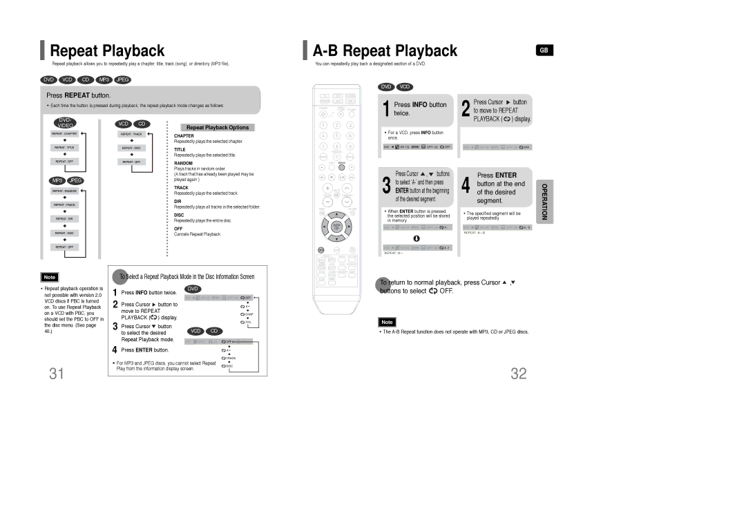 Samsung AH68-01850K instruction manual Repeat Playback 