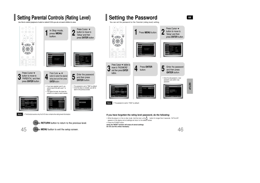 Samsung AH68-01850K instruction manual Setting the Password, Stop mode, Button 