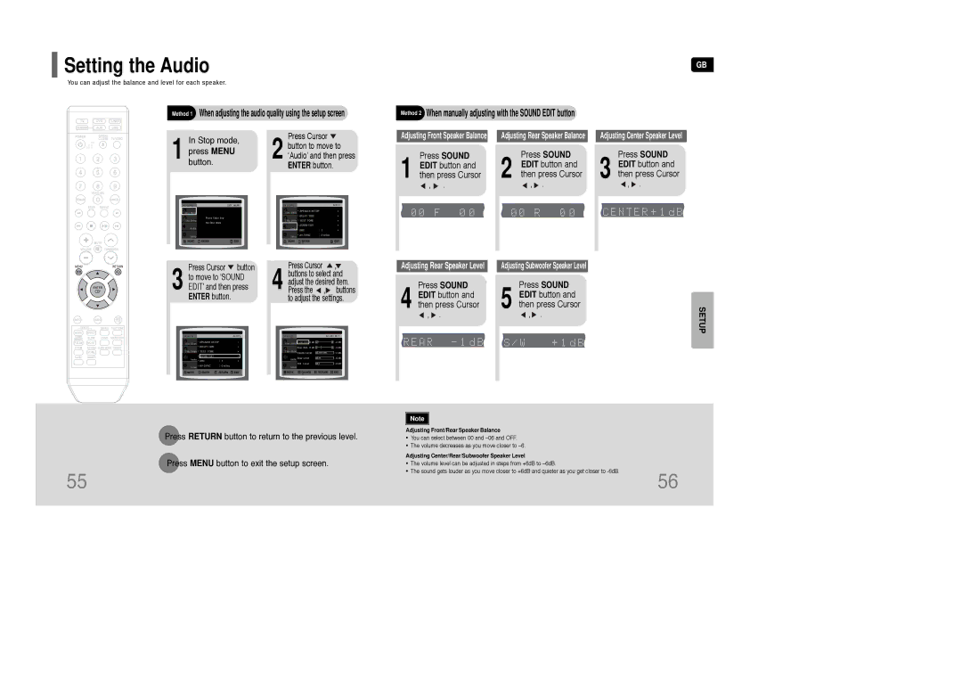 Samsung AH68-01850K instruction manual Setting the Audio, Press Sound Edit button Then press Cursor 