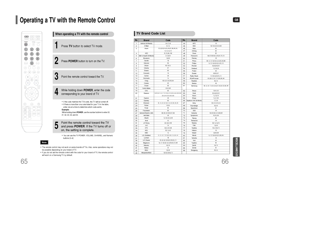 Samsung AH68-01850K instruction manual Press TV button to select TV mode, When operating a TV with the remote control 