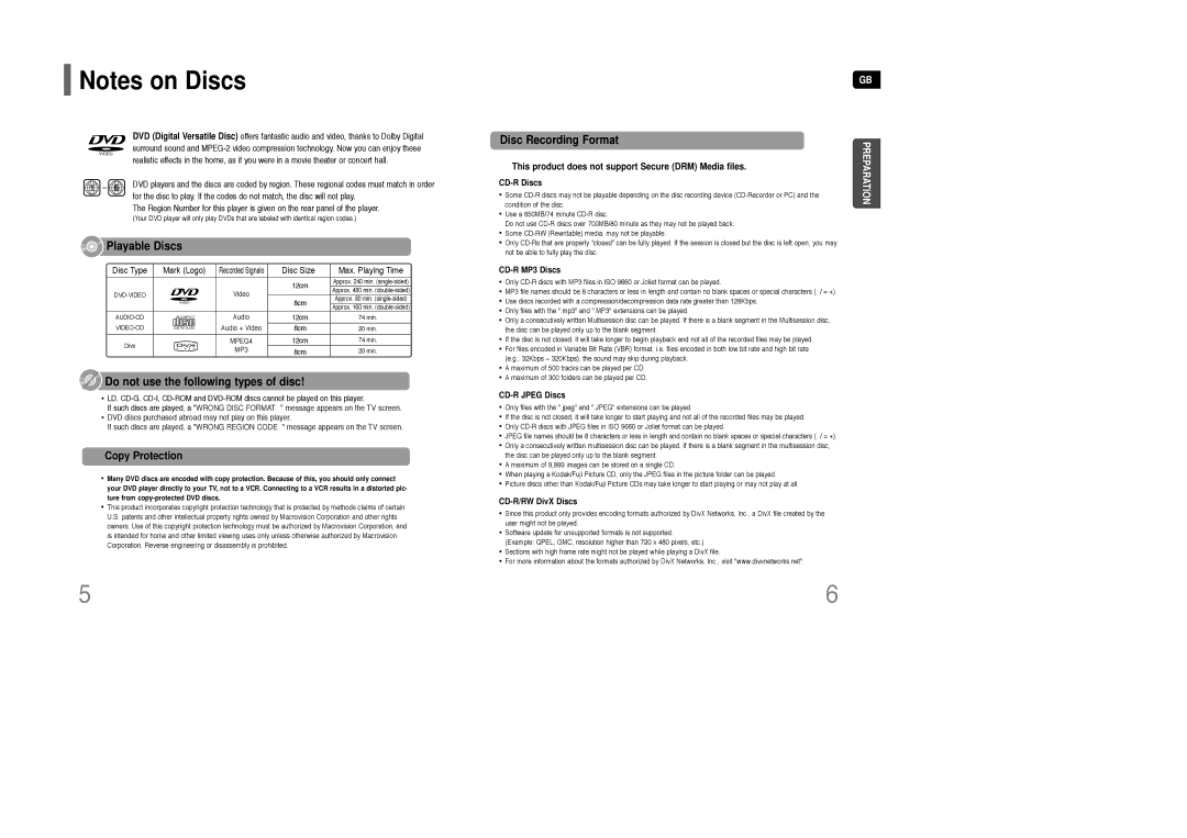 Samsung AH68-01850K instruction manual Copy Protection, This product does not support Secure DRM Media files 