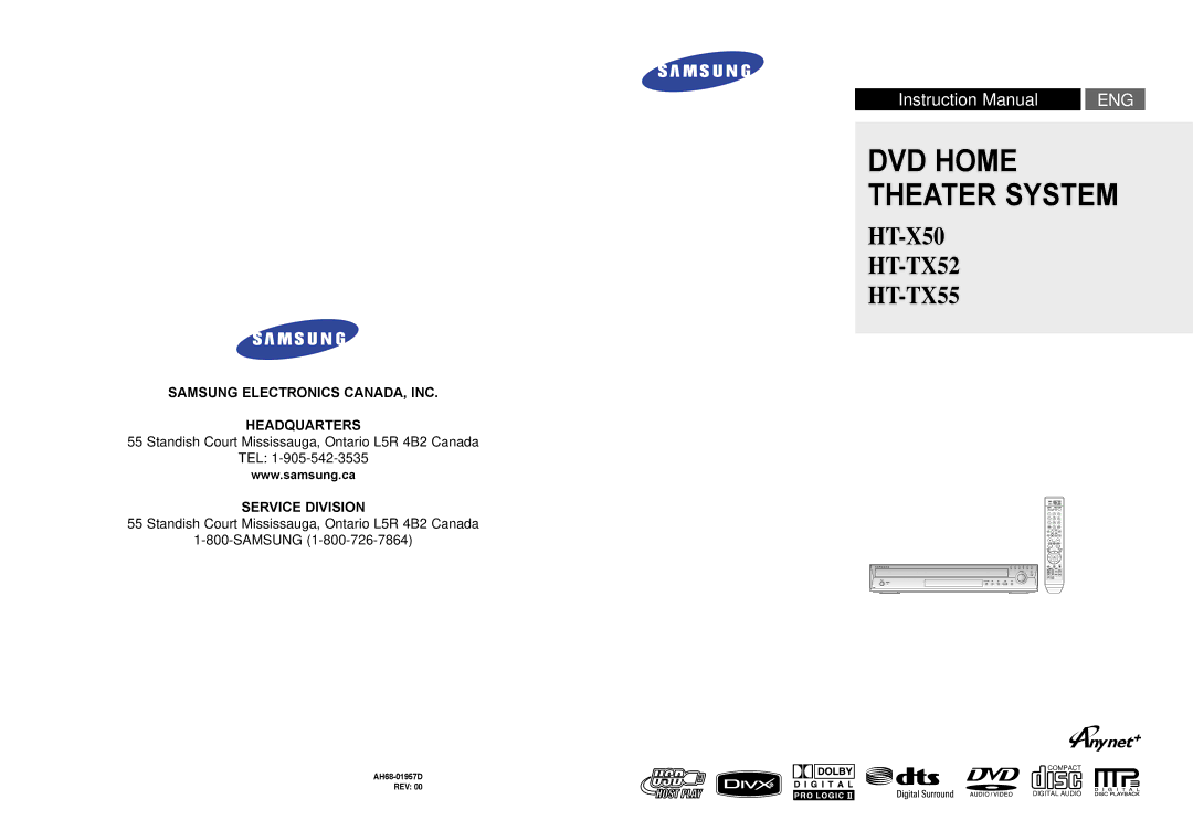 Samsung AH68-01957C instruction manual DVD Home Theater System 