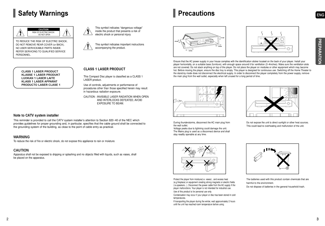 Samsung AH68-01957C instruction manual Safety Warnings, Precautions 